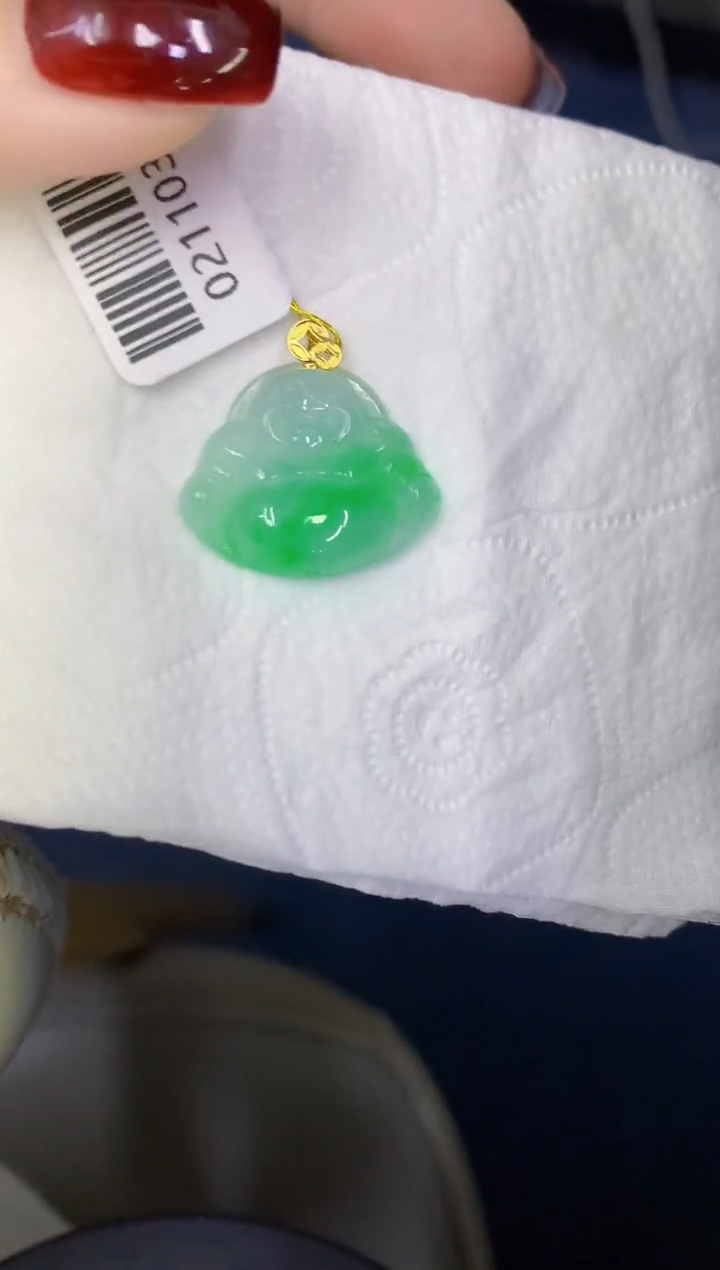 颈饰18K金镶嵌翡翠缅甸天然翡翠A货