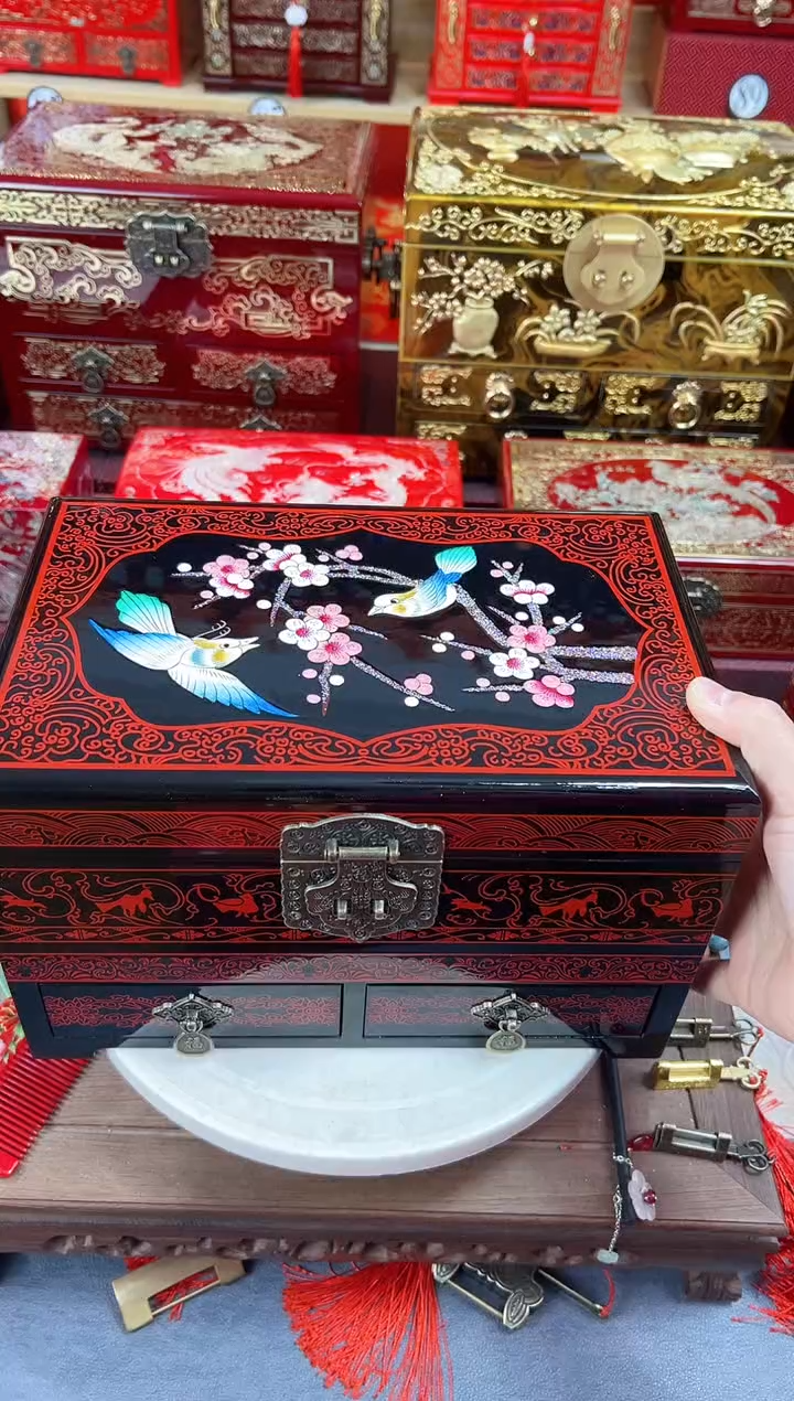 【闪购商品】28厘米三层双抽传统工艺彩绘喜上眉梢