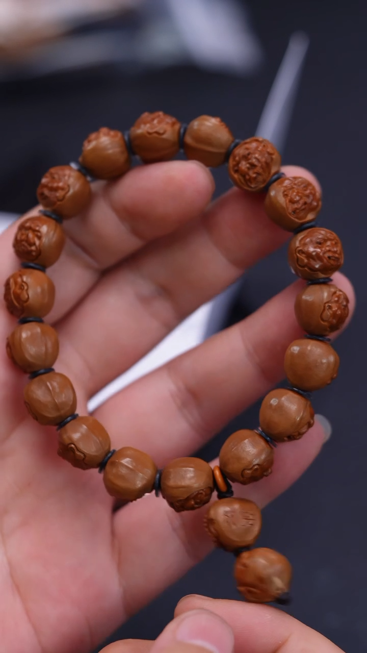 【闪购商品】橄榄核其他回血顾永芳金奖1.2小籽镶嵌十八罗汉手串