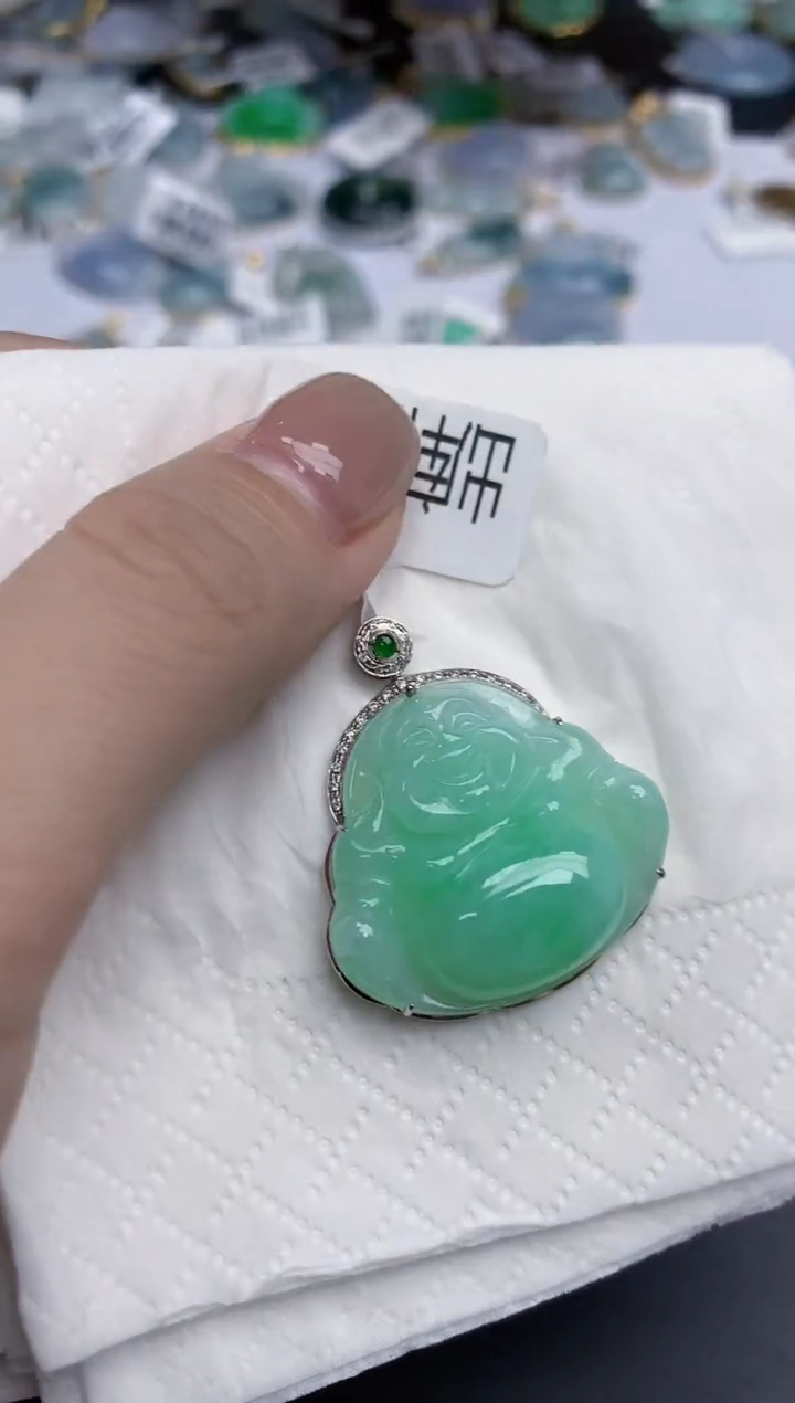 【闪购商品】翡翠颈饰18K金镶嵌天然缅甸翡翠A货