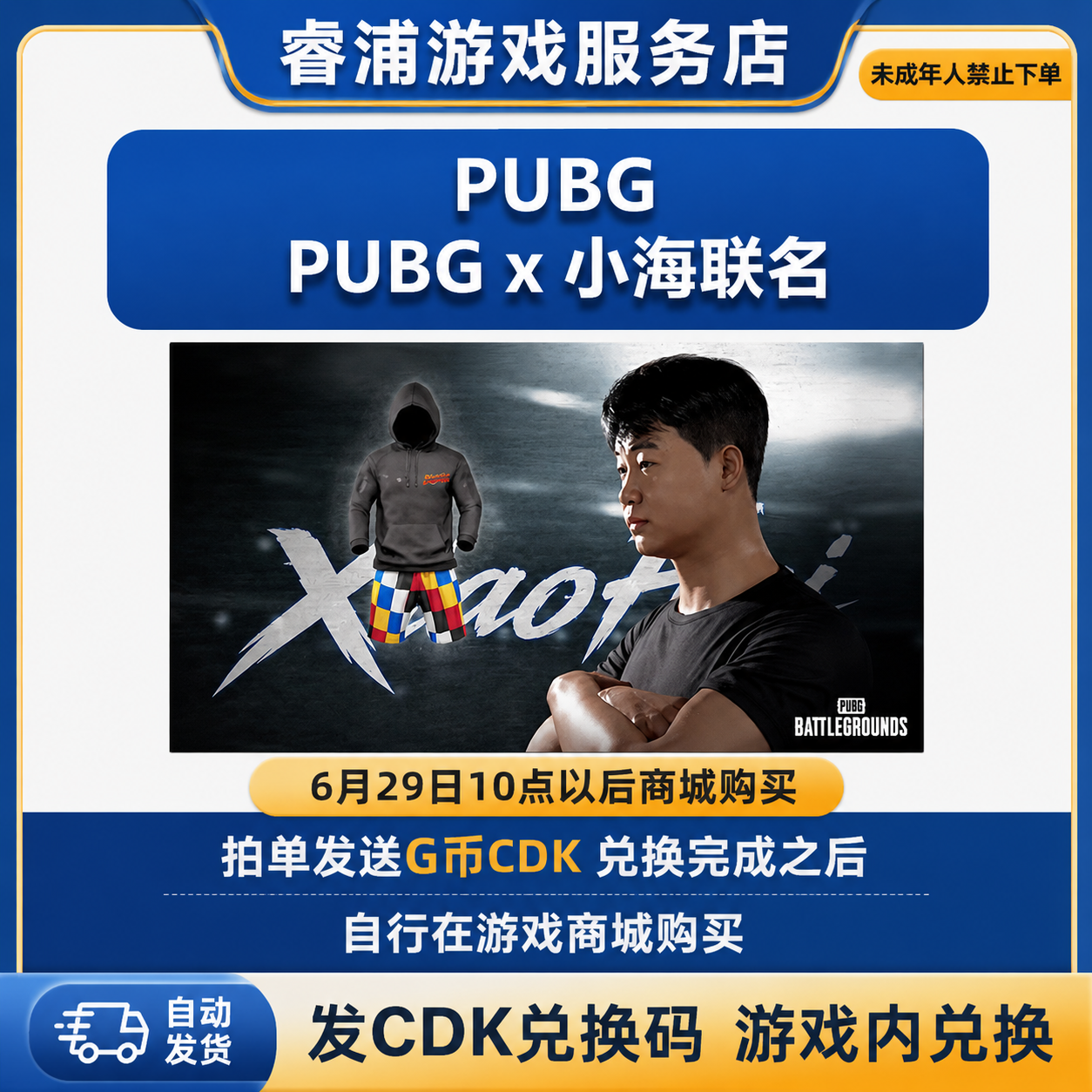 pubg绝地求生steam PUBGx小海联名cdk兑换码（G币包）