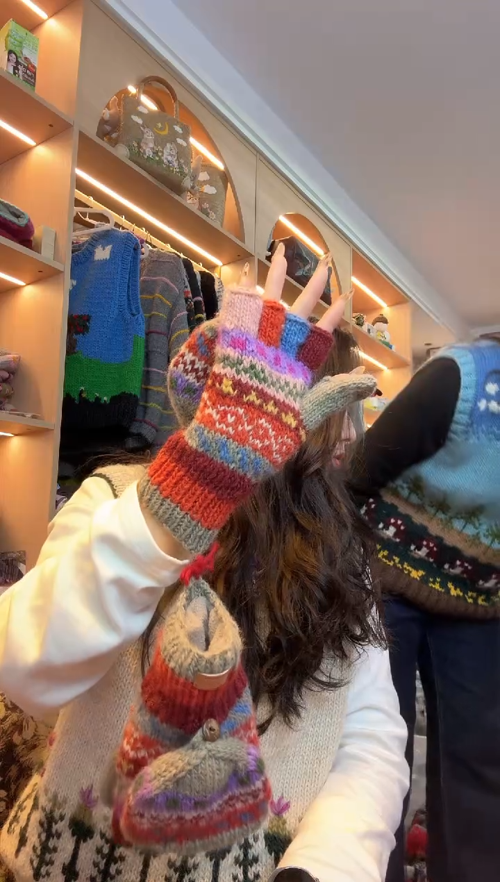 羊毛平**前百羊毛五指手套B920