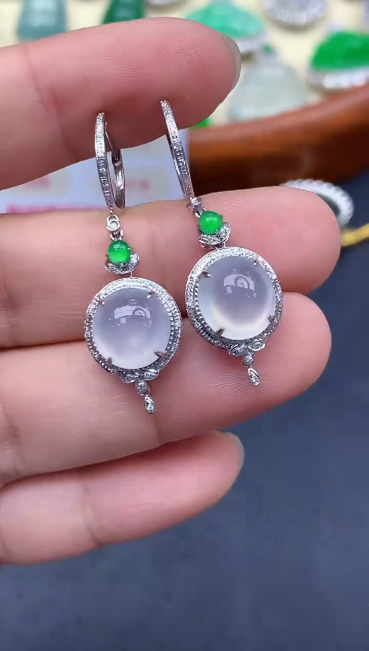 18K金镶嵌翡翠耳饰434-中国好珍宝