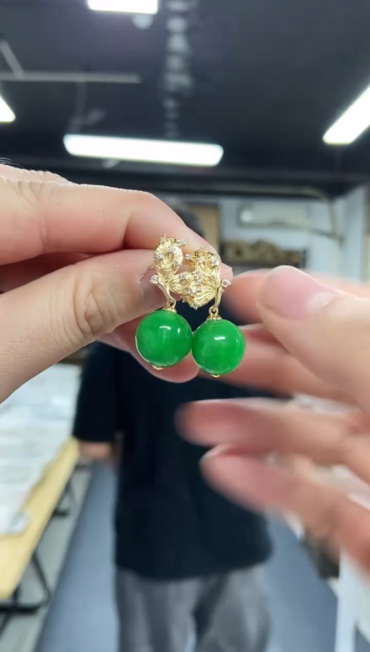 【闪购商品】翡翠耳饰未镶嵌多样性发其一颜色微差
