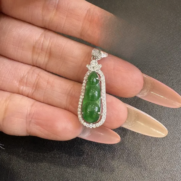 翡翠 豆 S925银 吊坠（拍一个发一个多样性发货）-594092