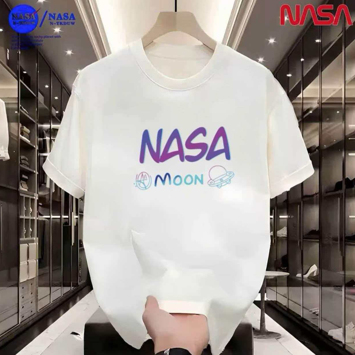 J-19NASA联名纯棉夏季圆领短袖T恤微宽松时尚男女同款休闲百搭