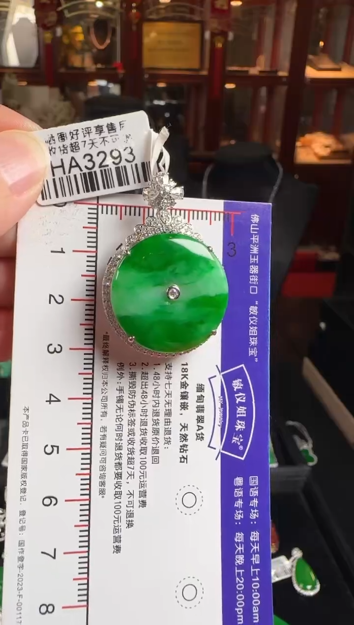 颈饰未镶嵌翡翠HA3293辣绿平安扣