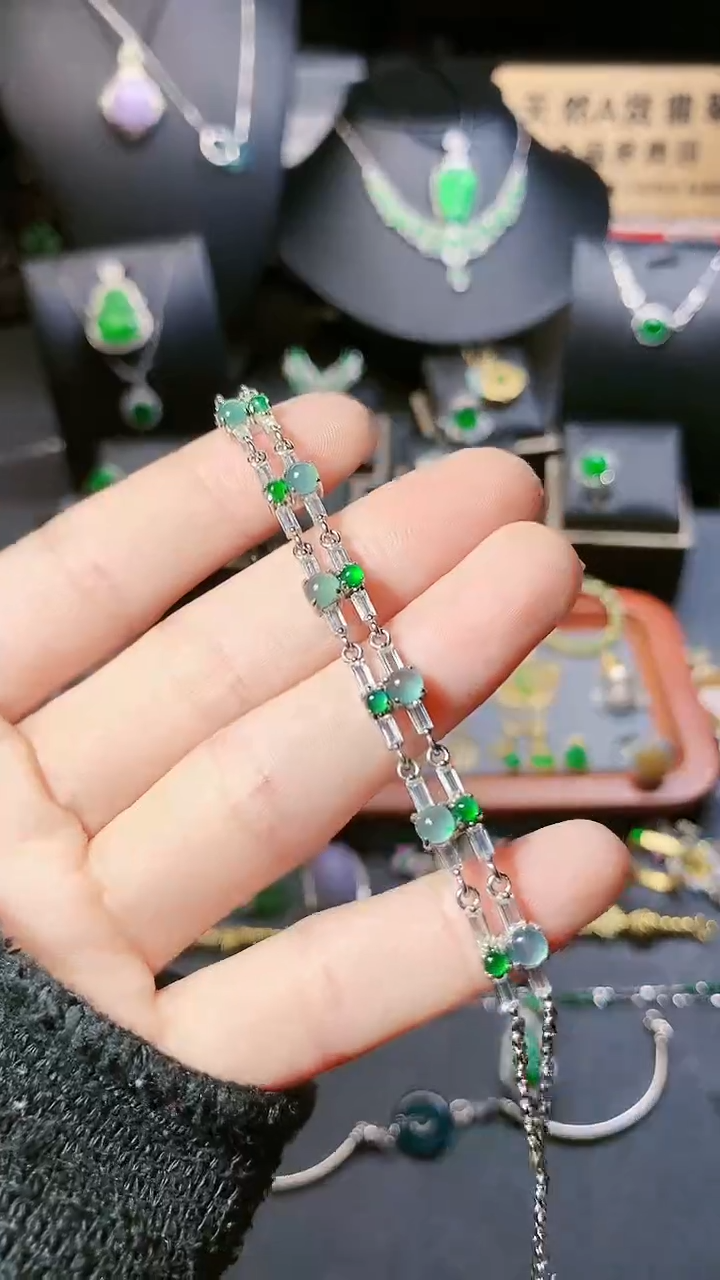 【闪购商品】翡翠手链银S925镶嵌手链