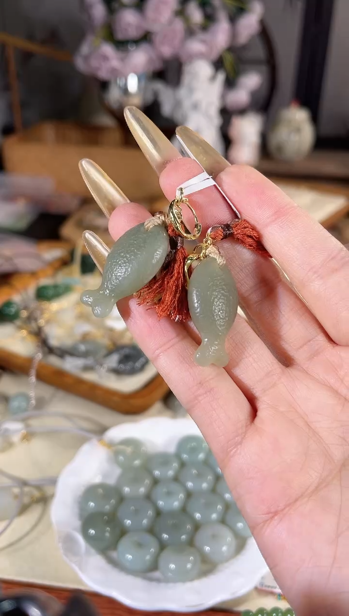 吊坠(不含链)银S925镶嵌和田玉多样性发其一对