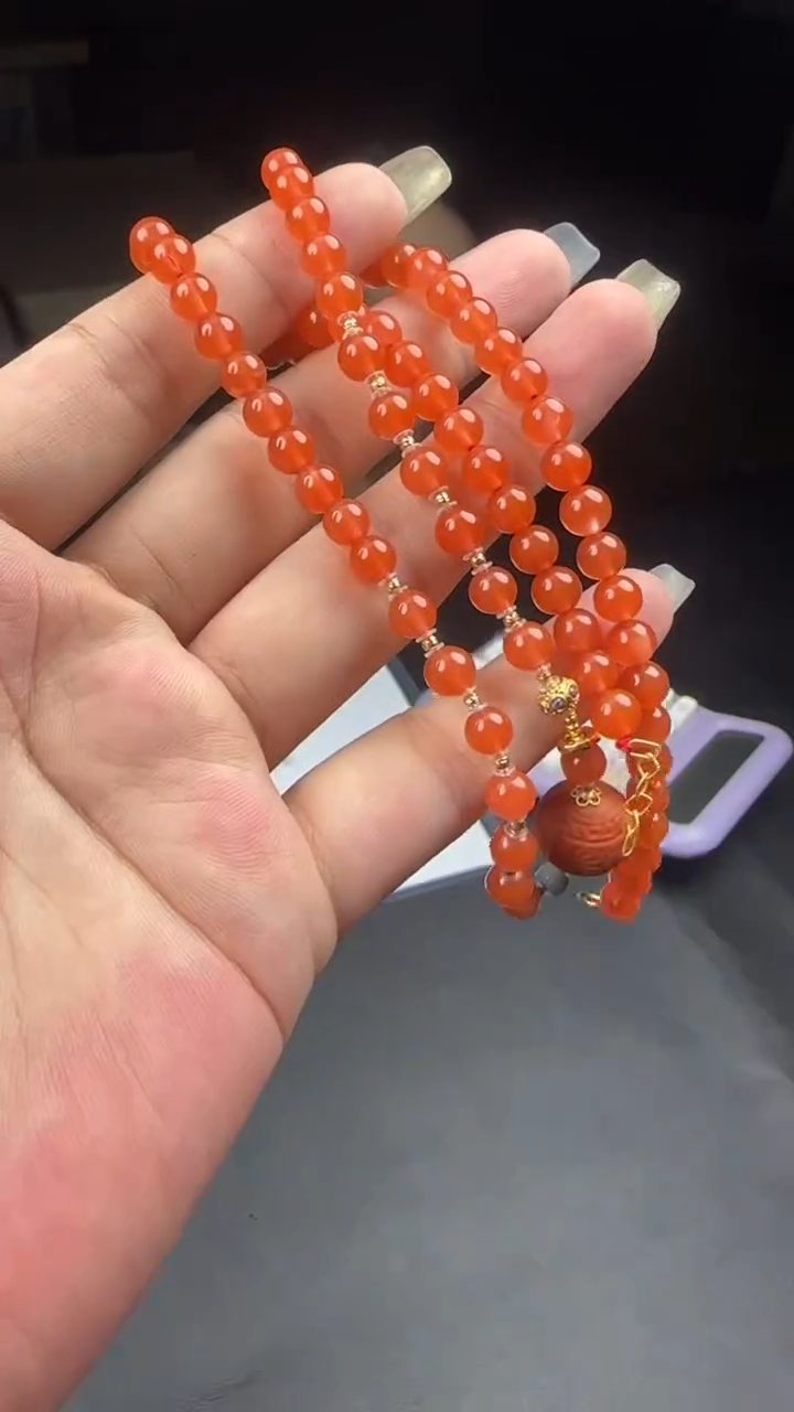 南红玛瑙18K金镶嵌项链多样性-项链-X3205