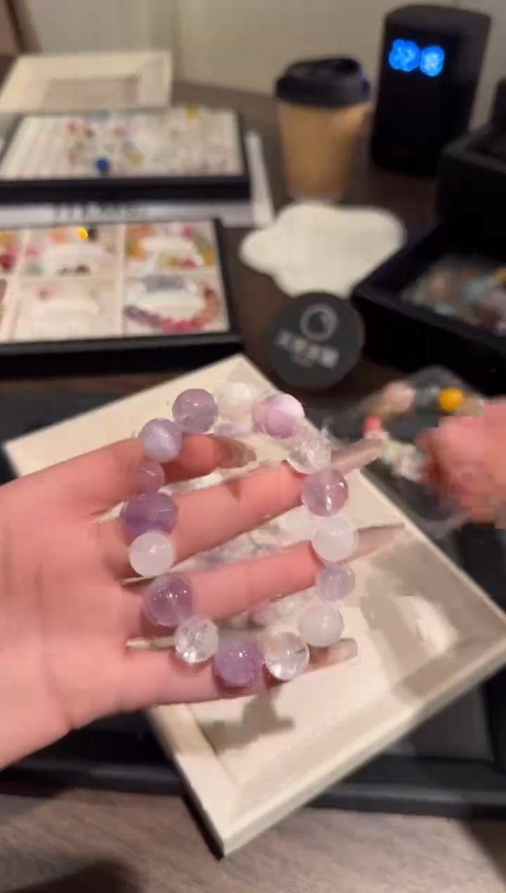 水晶手链合金紫白多宝x1593