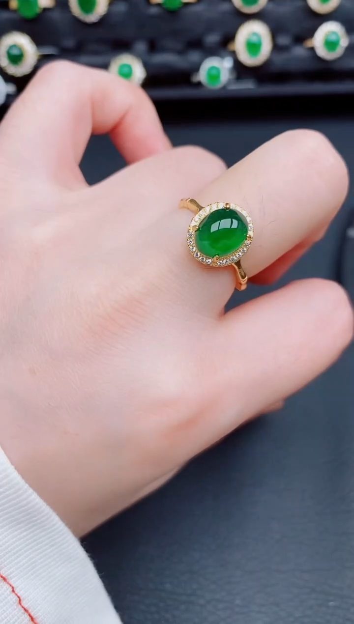 【闪购商品】翡翠戒指银S925镶嵌天然a货翡翠139