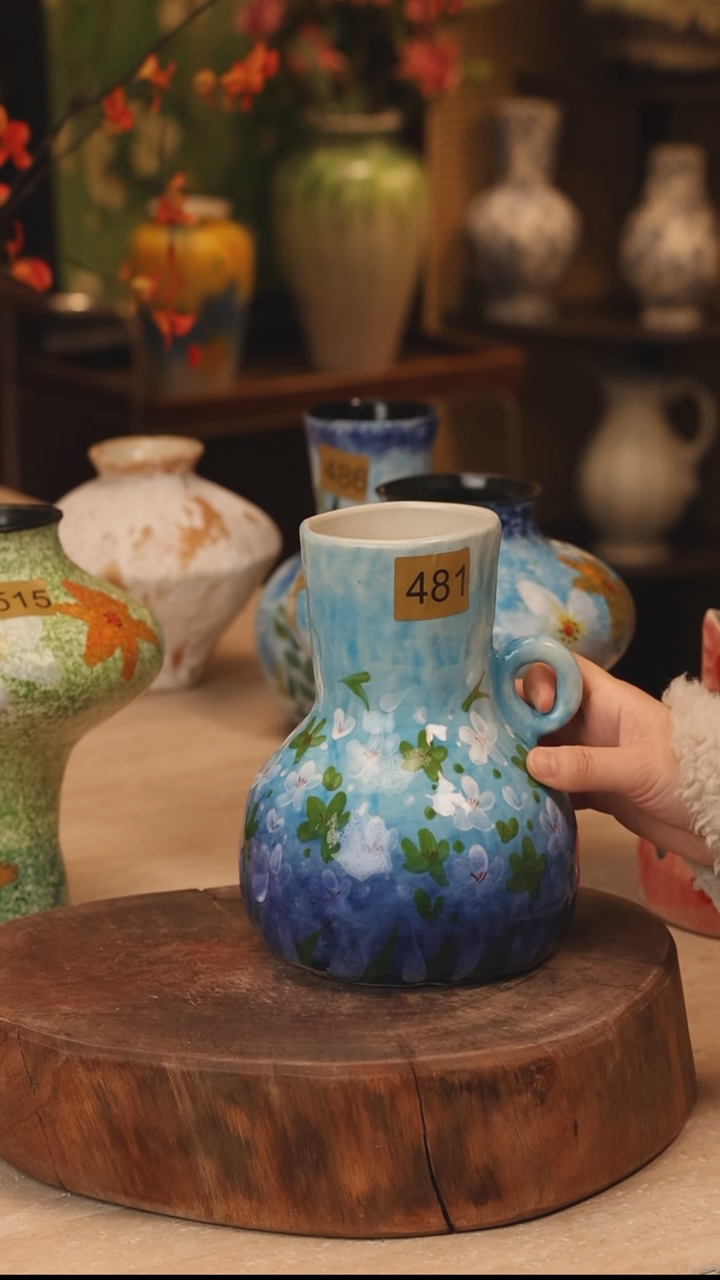 陶瓷481景德镇设计师手作花器摆件侘寂风