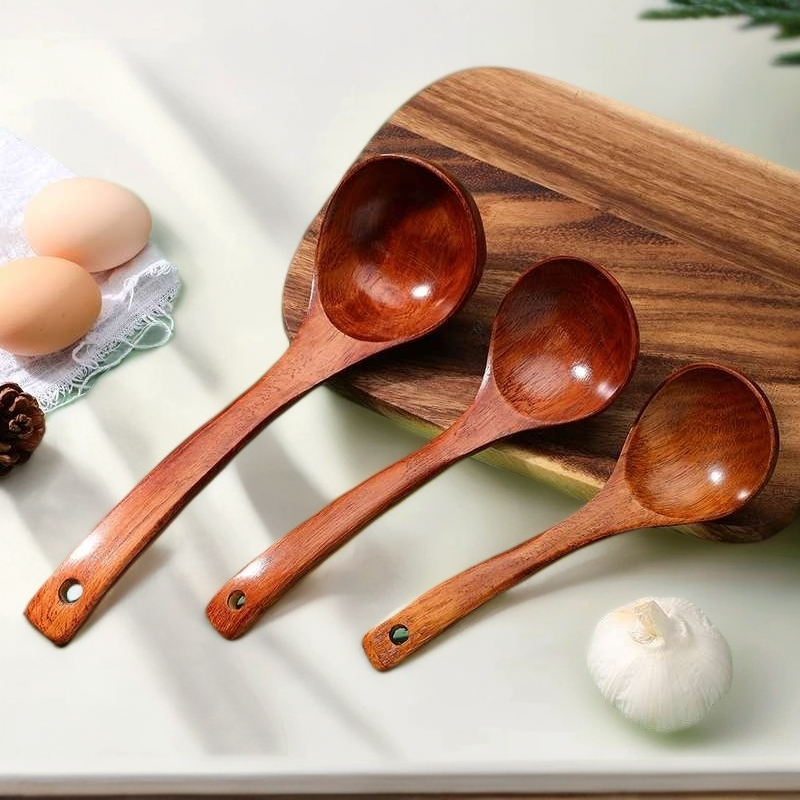 创意实木S弯汤勺盛汤粥勺防烫勺子稀饭勺韩式漏勺吃饭木勺耐磨