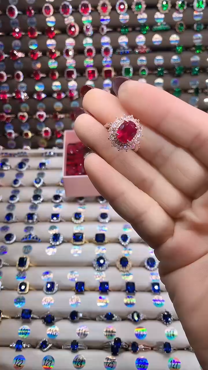 【闪购商品】红宝石戒指银S925镶嵌玫瑰金