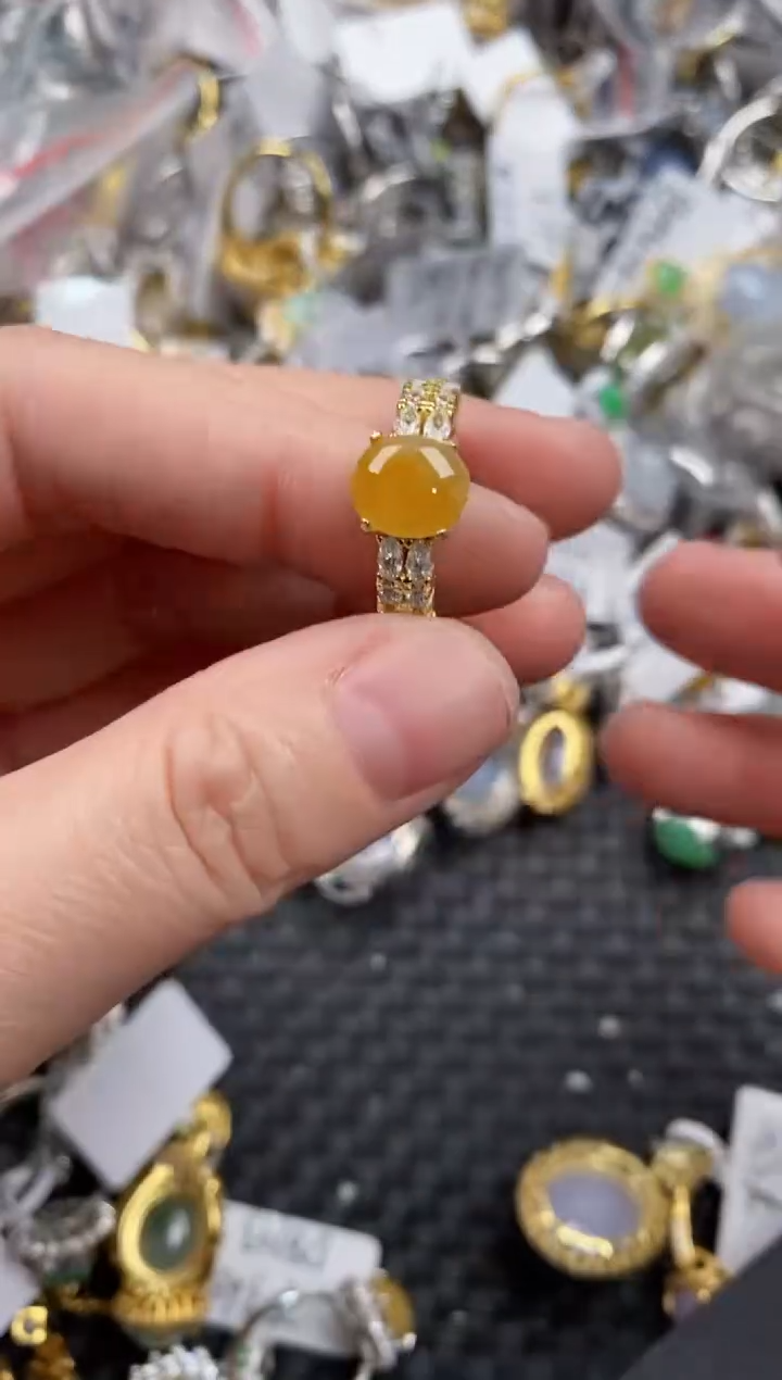 银S925镶嵌戒指翡翠555              1