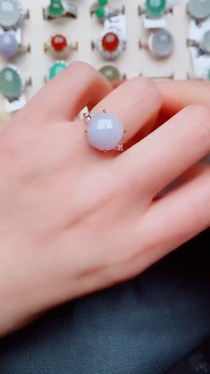银S925镶嵌戒指翡翠...