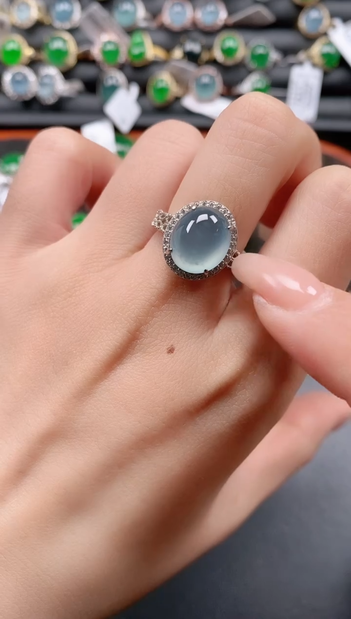 银S925镶嵌戒指翡翠11