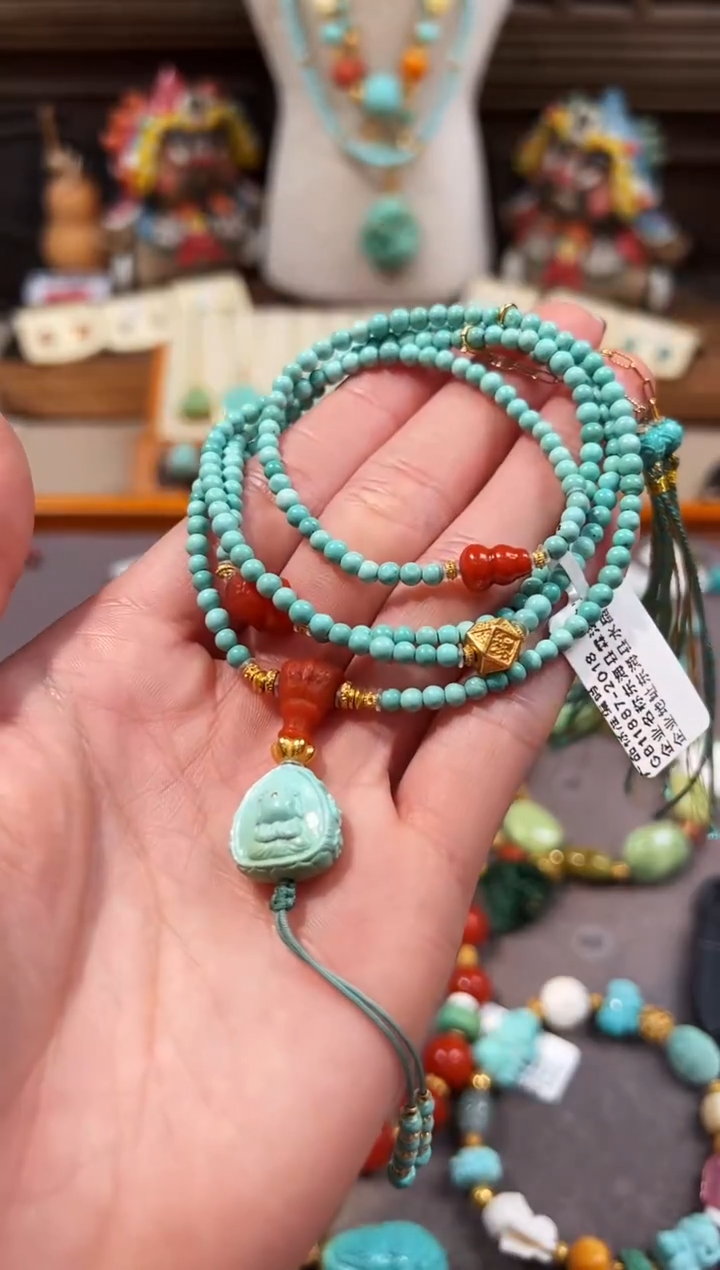 18K金镶嵌绿松石颈饰绿松石项链