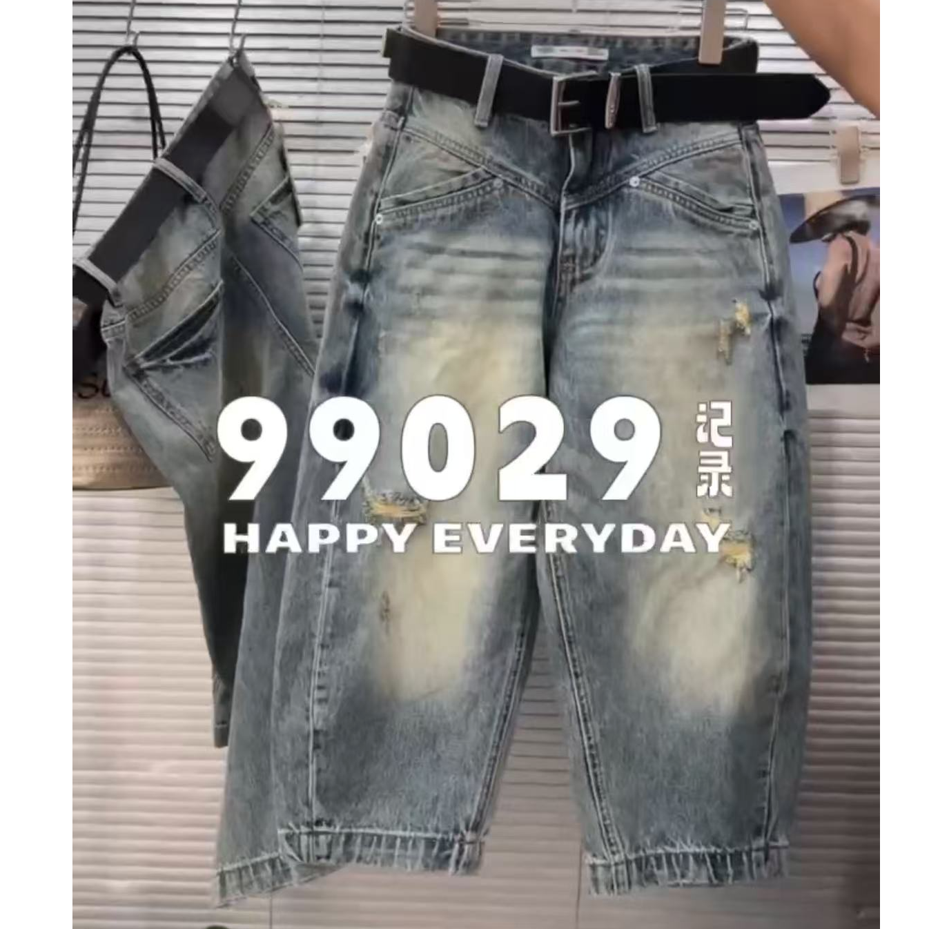 休闲牛仔八分弯刀裤