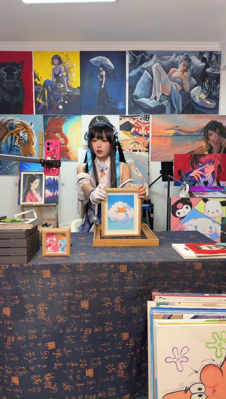 丙烯画?****?云朵小猫丙烯画s