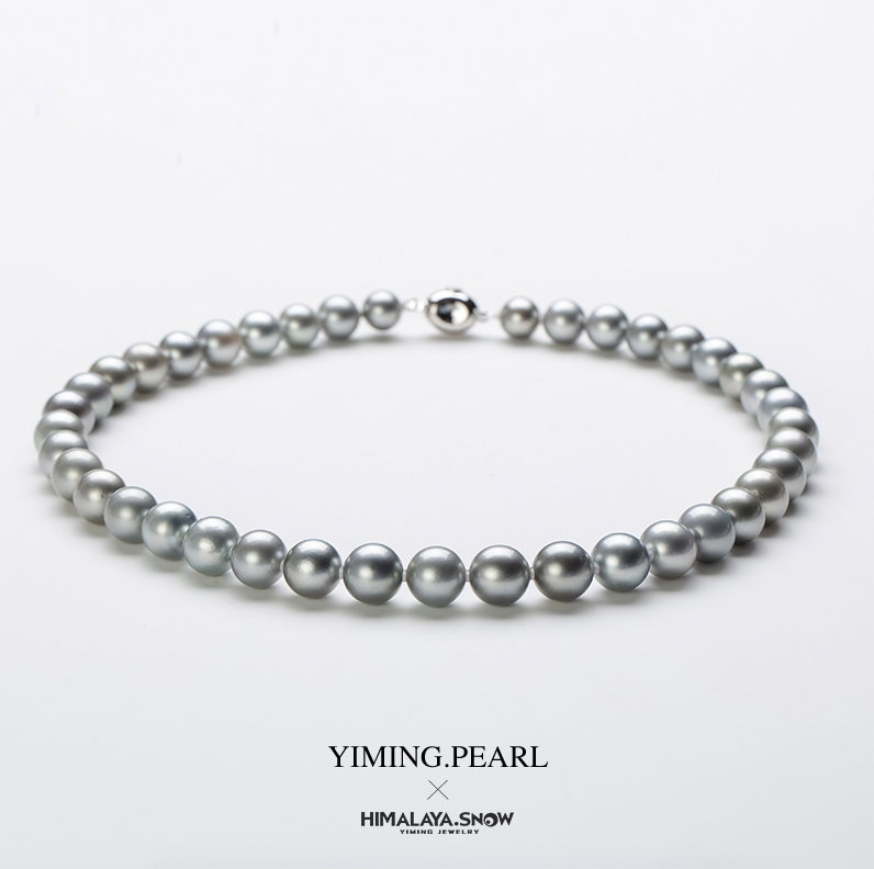 天然海水铂金灰大溪地珍珠项链8-11mm经典百搭时尚 YMXL0131