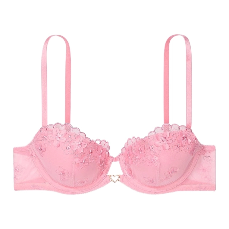 【维密·蕾丝薄款文胸】轻薄网纱花卉刺绣梦幻薄款文胸