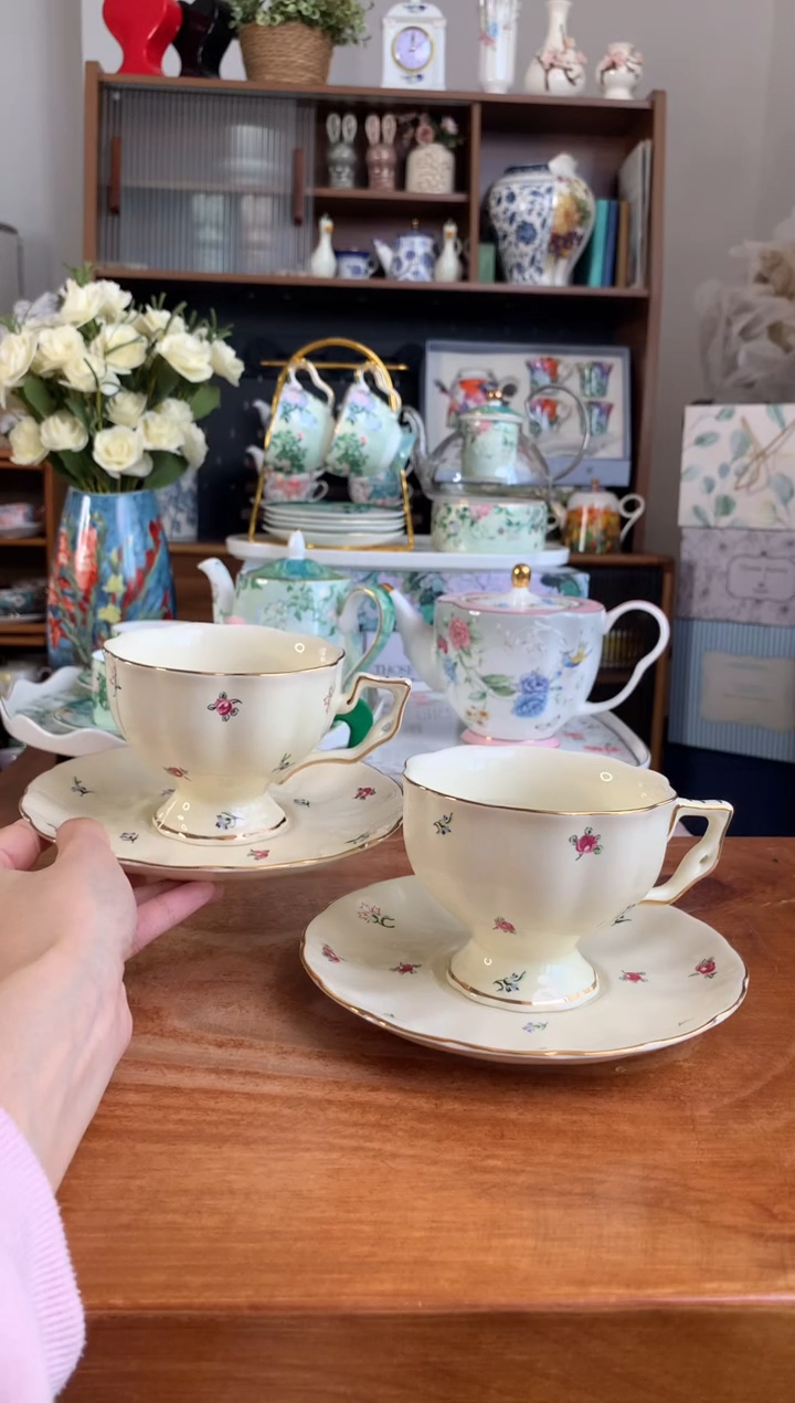 陶瓷【风起花间】杯碟两套