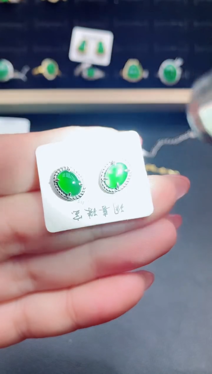 【闪购商品】翡翠耳饰银S925镶嵌1212