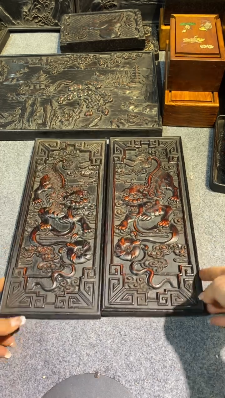 木紫檀拆件雕刻板以直播间实物为准微瑕老物件