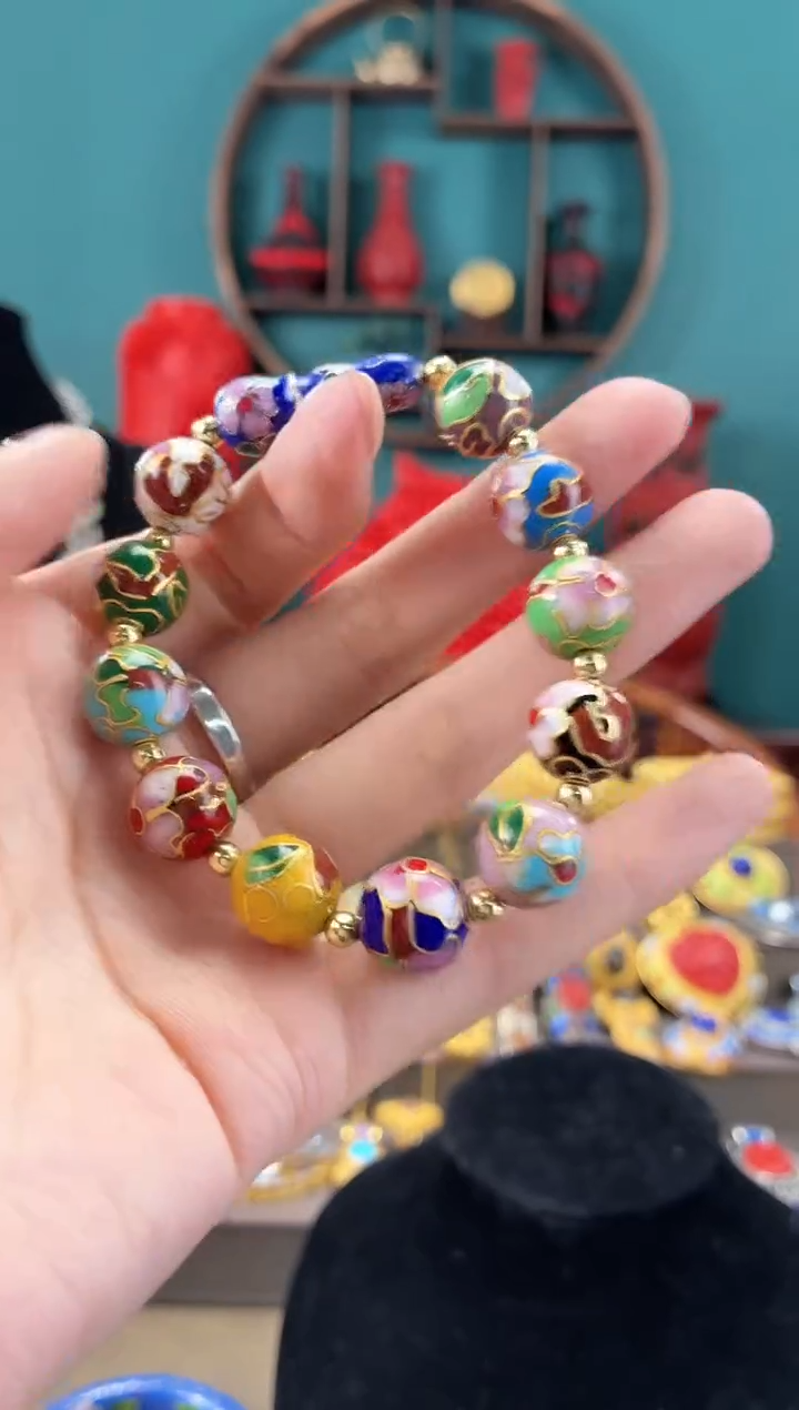 非遗手工景泰蓝1.2手串多宝色加葫芦