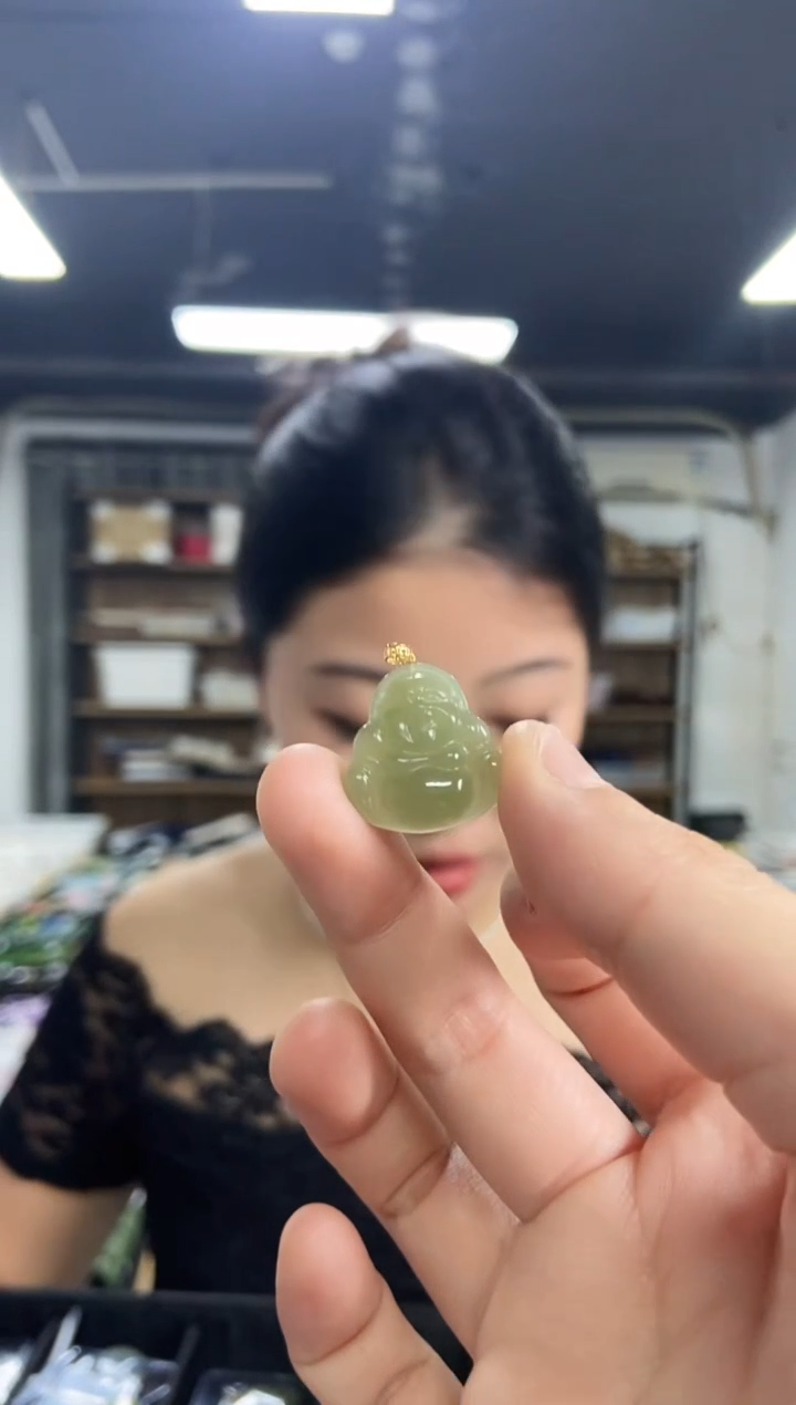 和田玉18K金镶嵌颈饰闪购链接多样性发其一颜色微差