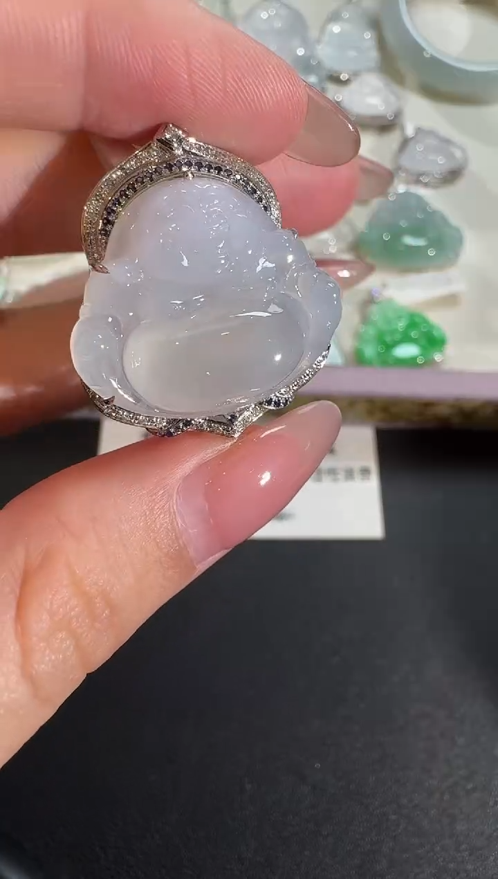 【闪购商品】翡翠吊坠(不含链)18K金镶嵌【源头工厂】宝石钻石镶嵌