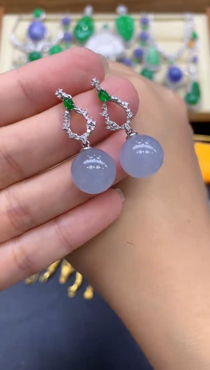 翡翠18K金镶嵌耳饰254-中国好珍宝