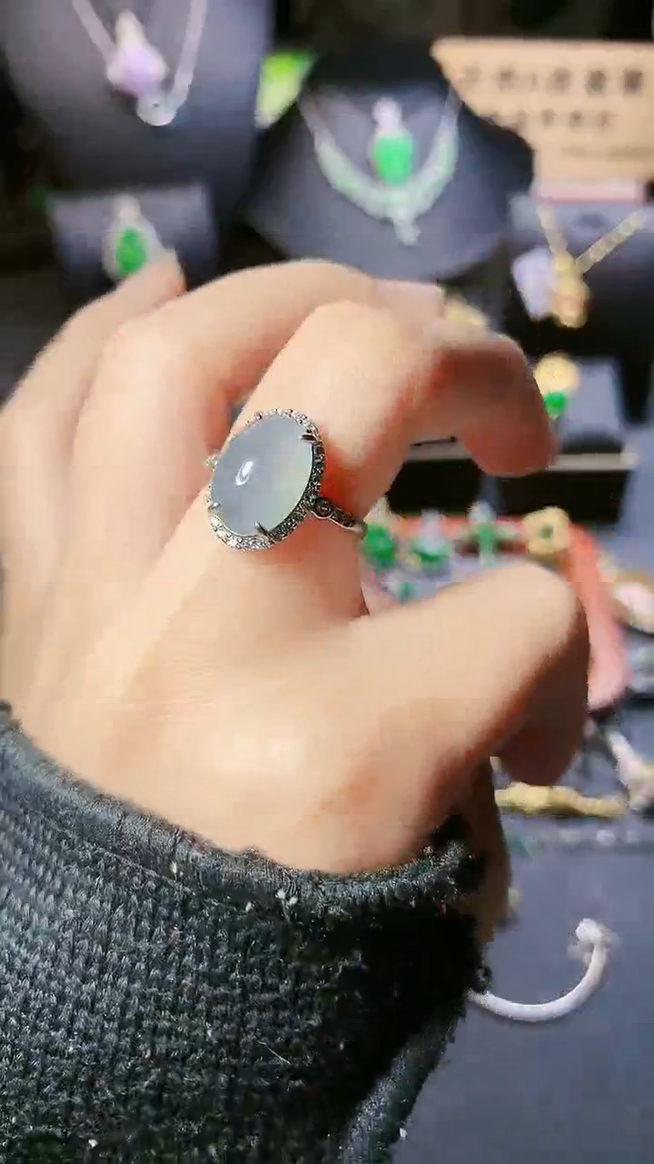 【闪购商品】翡翠戒指银S925镶嵌戒指
