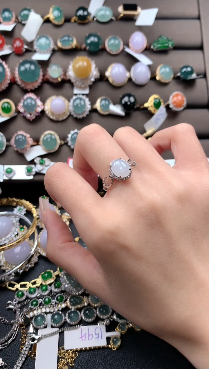 【闪购商品】翡翠戒指银S925镶嵌54343543