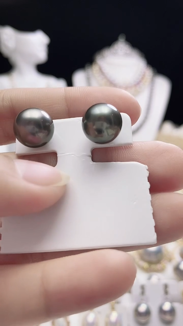 【闪购商品】海水珍珠耳钉银S925镶嵌大溪地珍珠耳钉