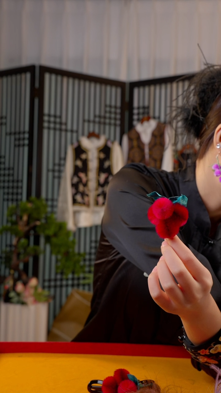 刺绣普**我非遗苏绣绒花手工饰品