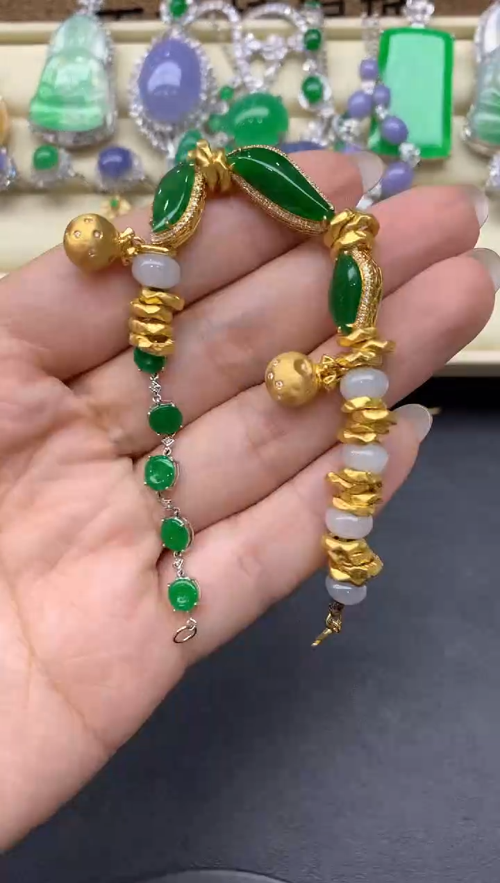 【闪购商品】翡翠手串18K金镶嵌682-中国好珍宝