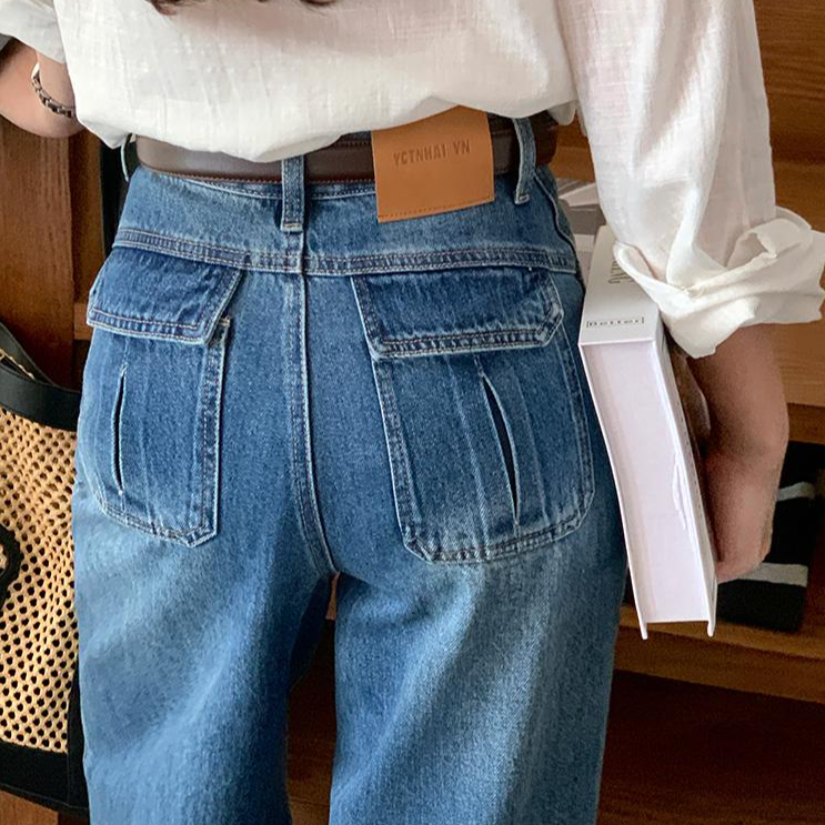 【现货+运费险】2025新款爆款牛仔裤高腰窄版直筒阔腿裤秋季休闲