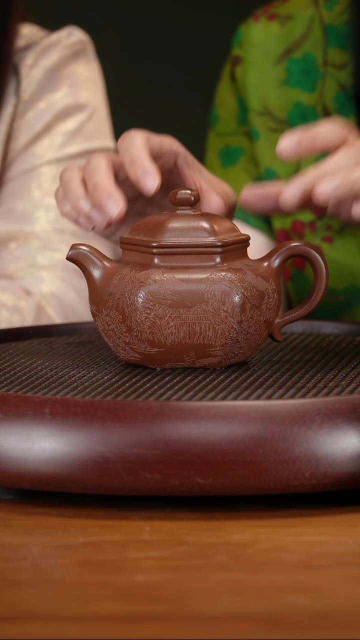 茶壶紫砂50CH六角莲子 紫檀泥400cc