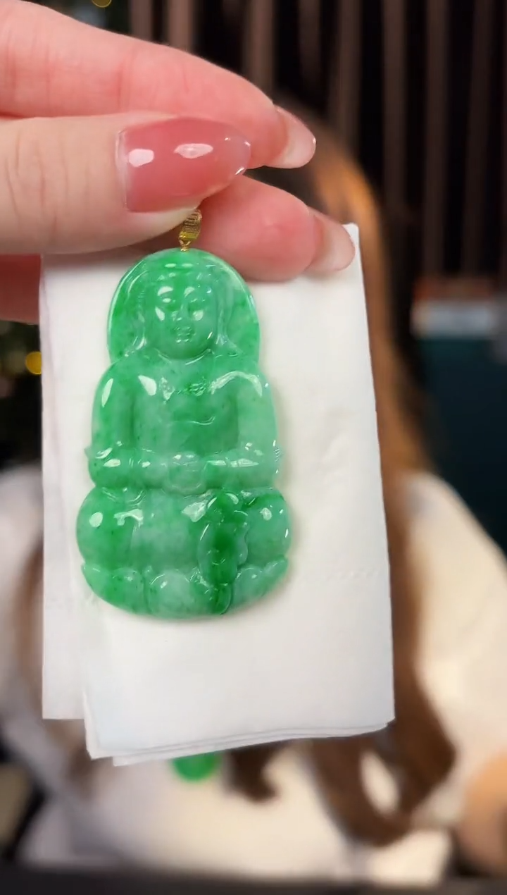 【闪购商品】翡翠颈饰18K金镶嵌 缅料A货/支持复检/一件