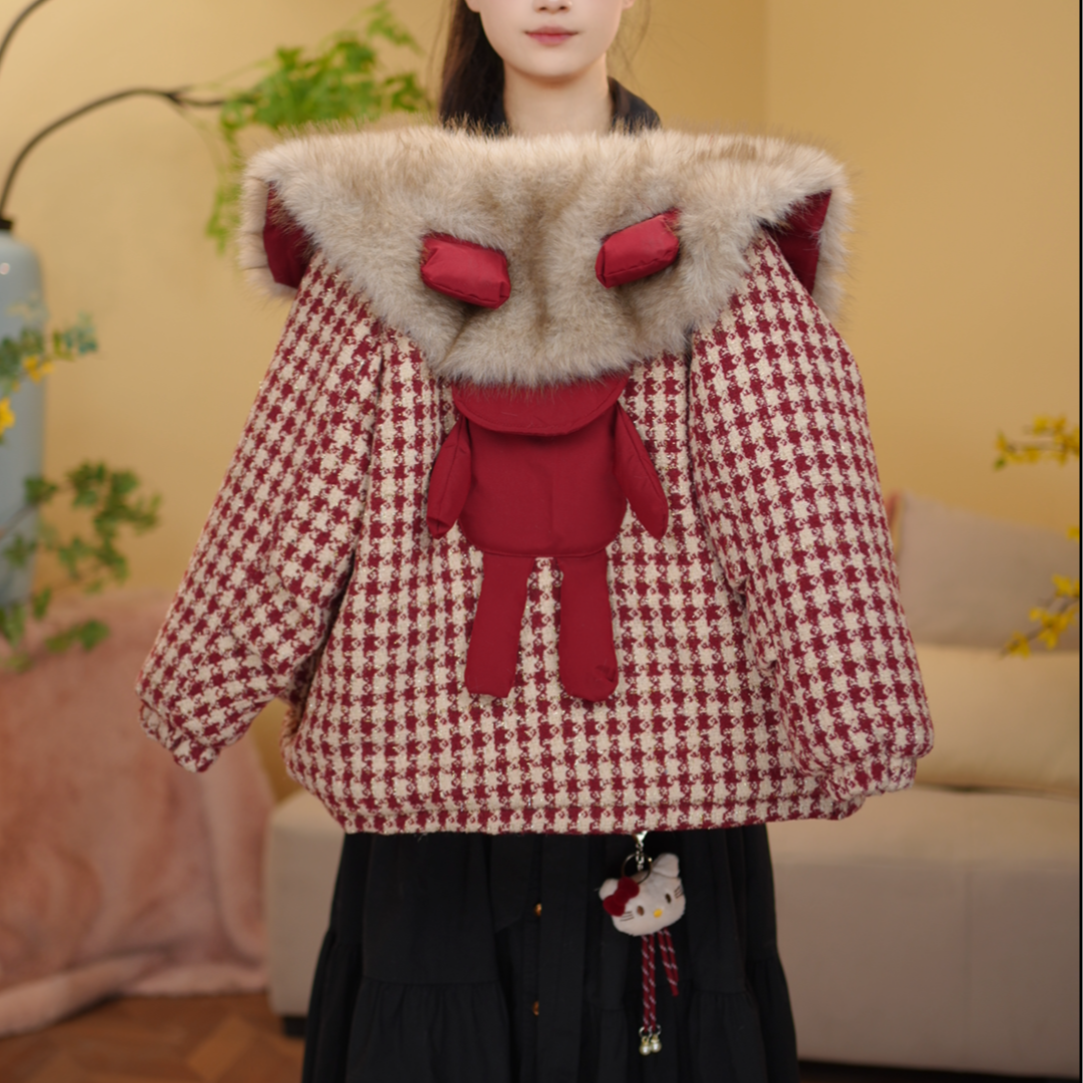 女童冬季2025新款韩版连帽加厚加绒外套测5