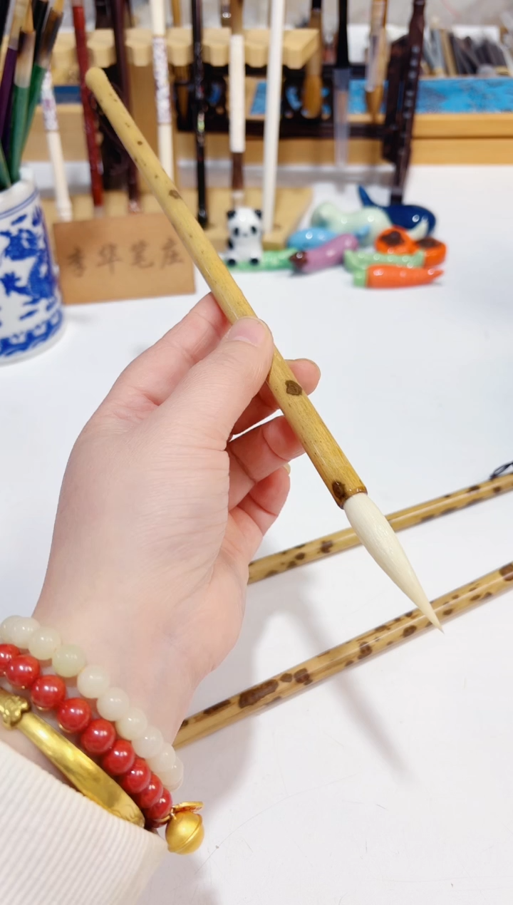 满花湘妃竹 百纯光峰羊毫毛笔1支 出锋4.7 口径0.8