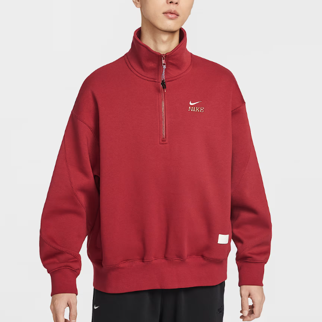 【马年限定】耐克男子新款半拉链宽松刺绣LOGO套头卫衣IQ3708613