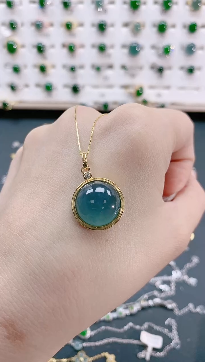 【闪购商品】翡翠颈饰银S925镶嵌天然翡翠