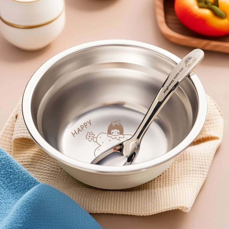食用级316不锈钢儿童吃饭碗个人专用宝宝家用汤盆小碗汤碗幼儿园