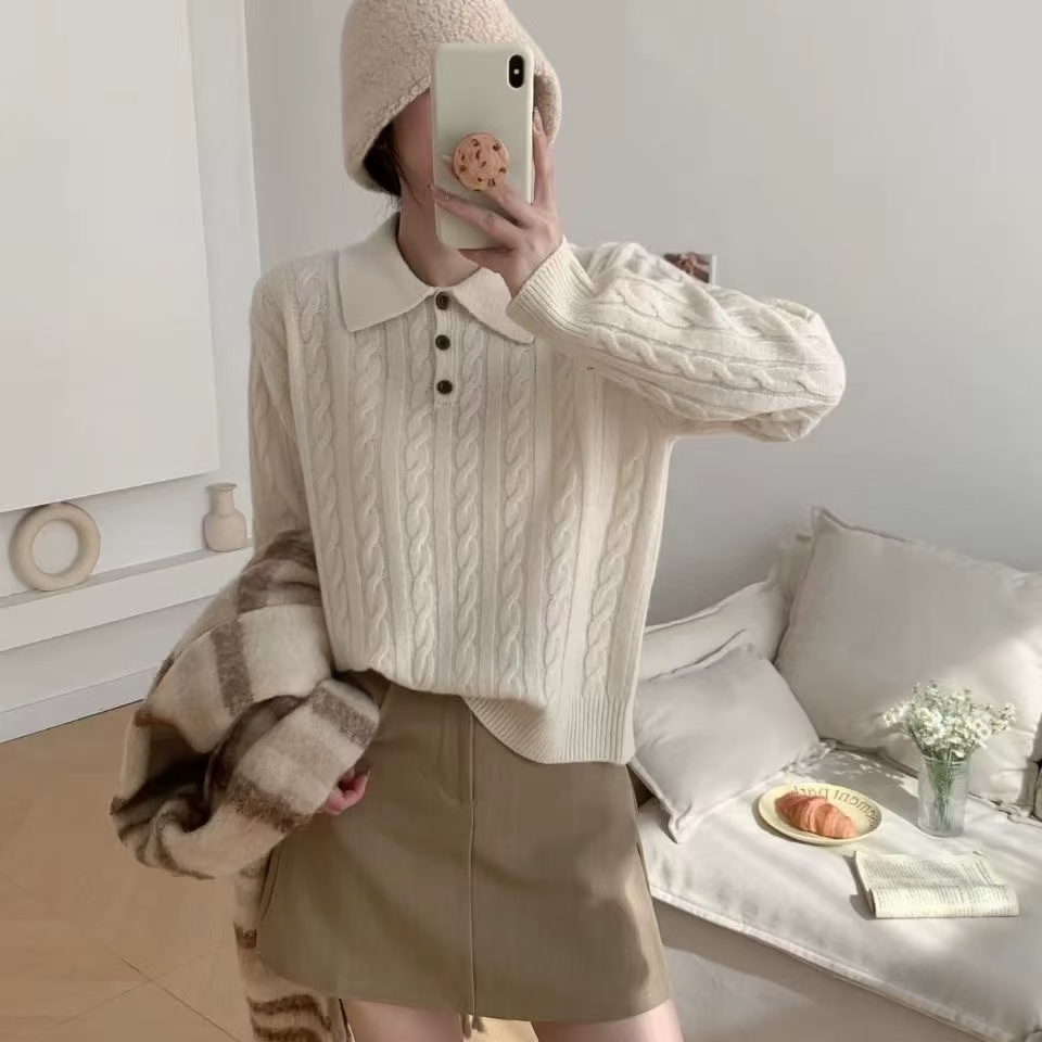 女套头常规袖毛针织衫针织衫上衣毛衫百搭网红秋冬时尚