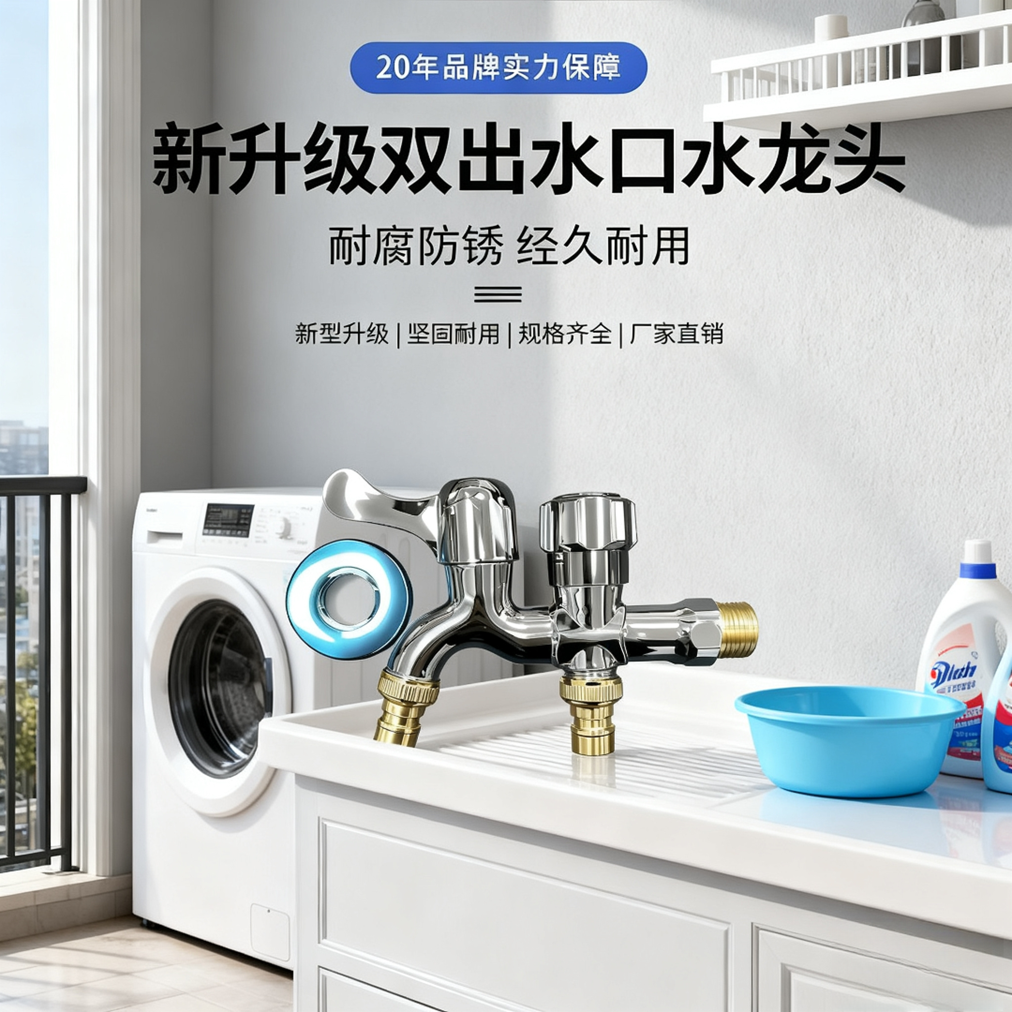 【抢！！！】一进二出双用洗衣机专用4分家用自来水水龙头