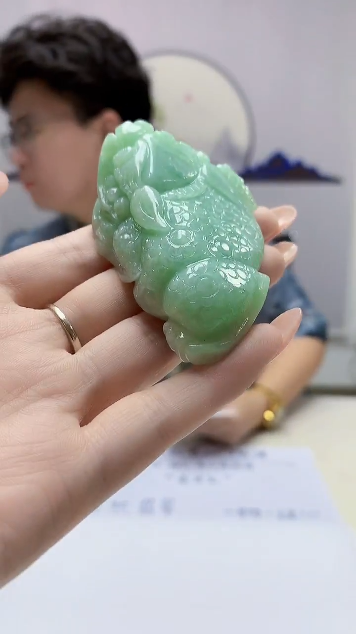 【闪购商品】定制翡翠未镶嵌4688DD-毛货挂件金蟾47